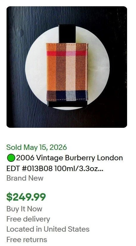 🟢2006 Vintage Burberry London EDT #013B08 100ml/3.3oz Oakmoss First formula!